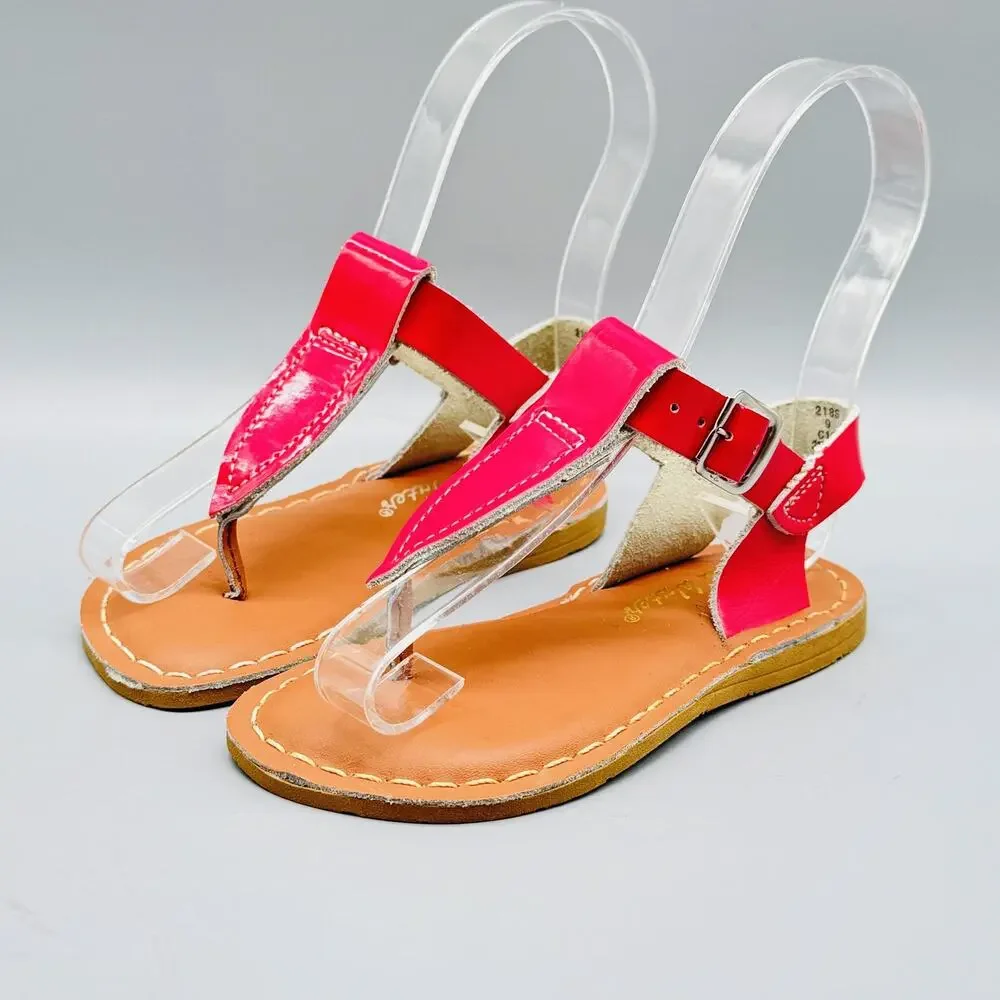 Salt Water Sandals Girls 9 Hot Pink Leather Buckle Ankle Strap Summer Beach NEW